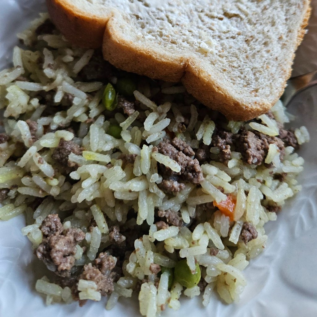 meat rice bread butter