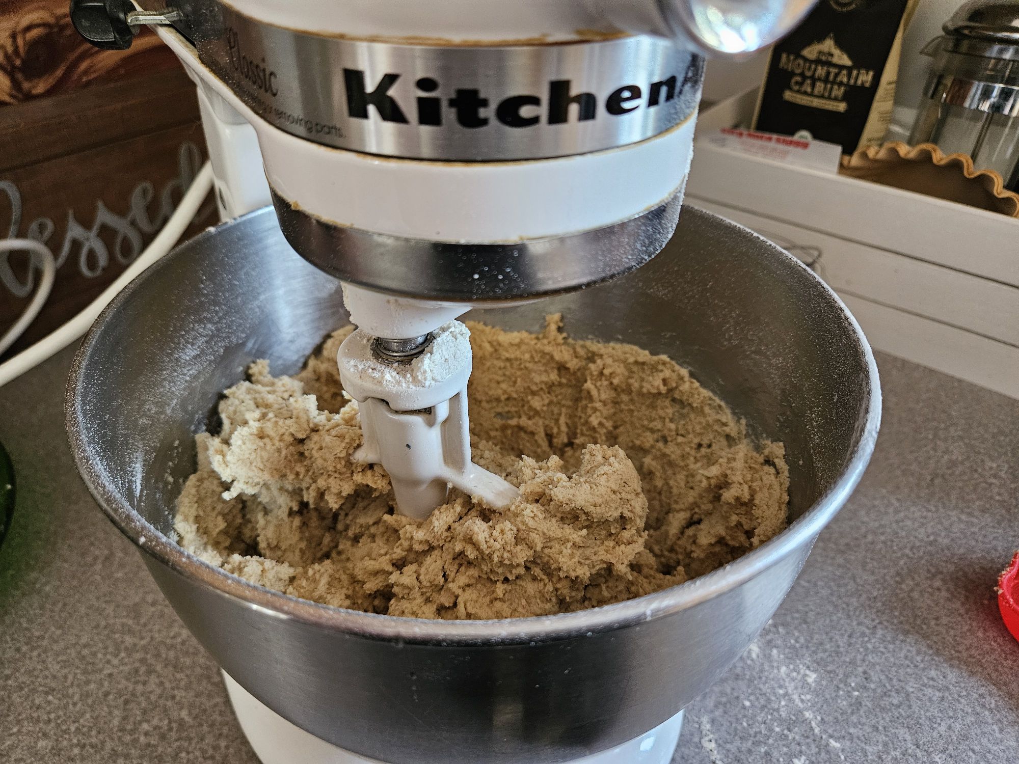 cookie dough chocolate chip cookie bar mixer