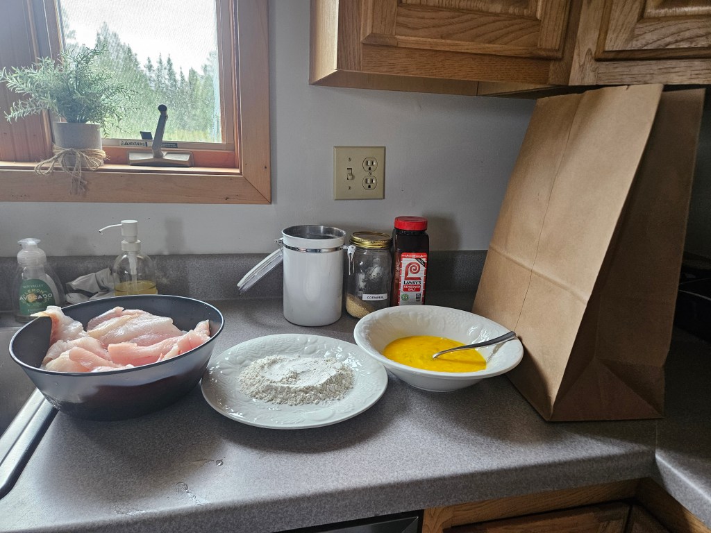 fish breading station set up