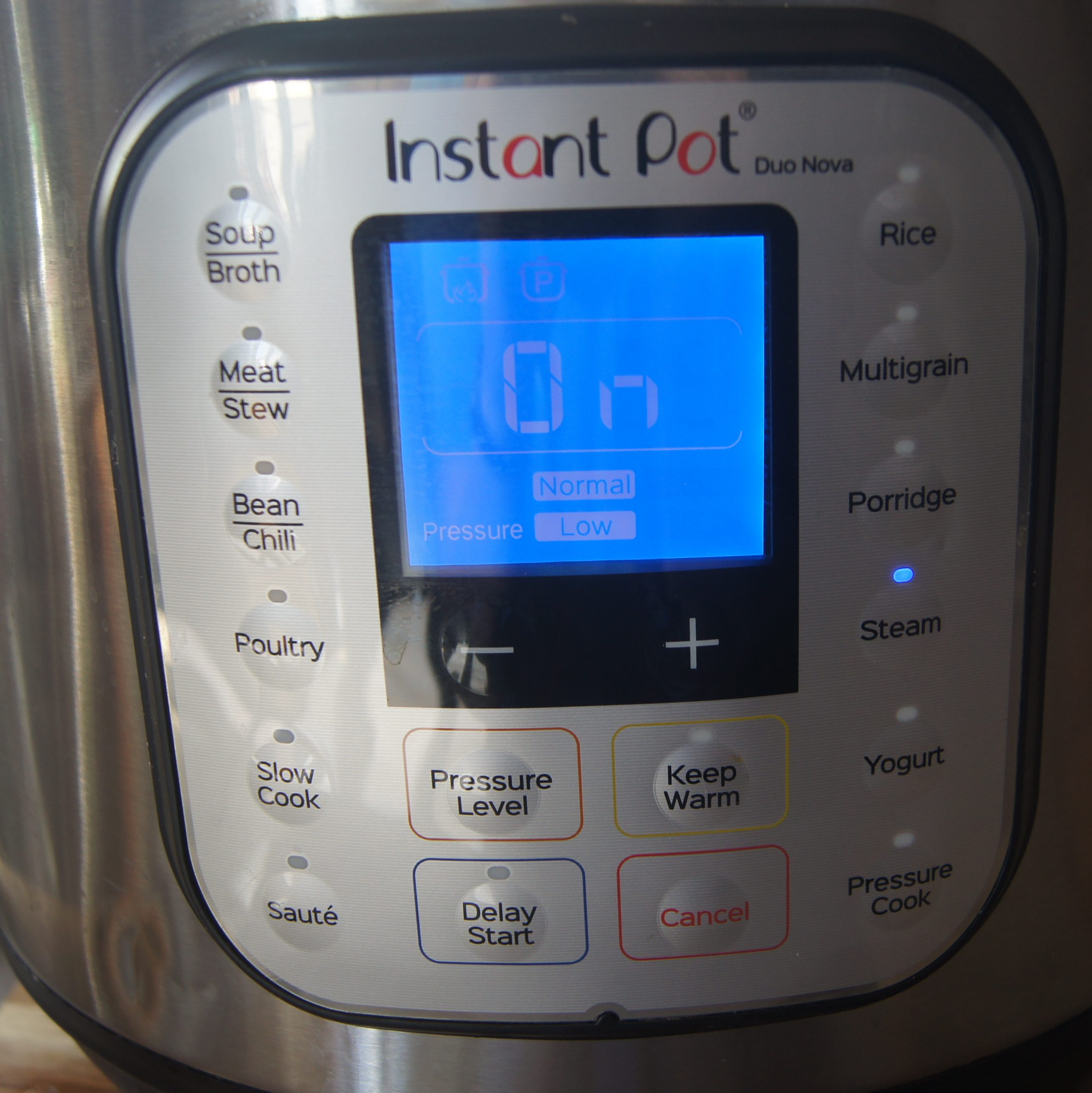 Instant Pot set to Steam function